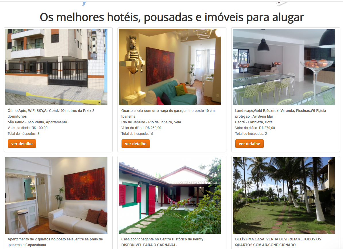 Página inicial do Vtrip com busca por destino e datas da hospedagem