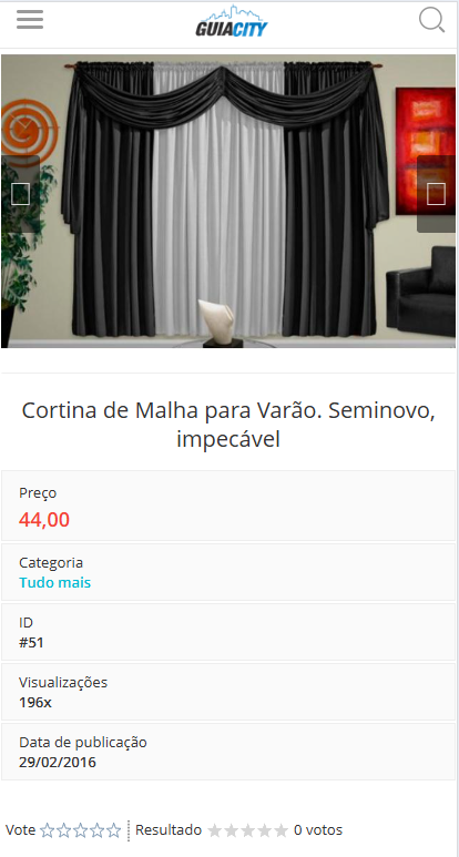 Página de detalhes de anúncio no sistema GuiaCity