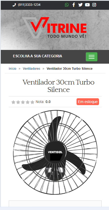 Sistema Vitrine responsivo para celular