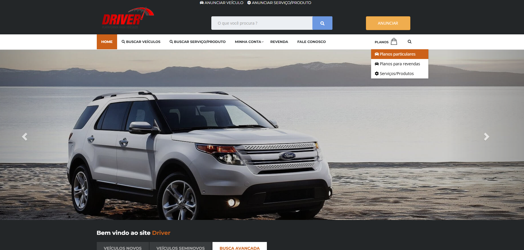 Site para revenda de veículos desenvolvido com o sistema Driver