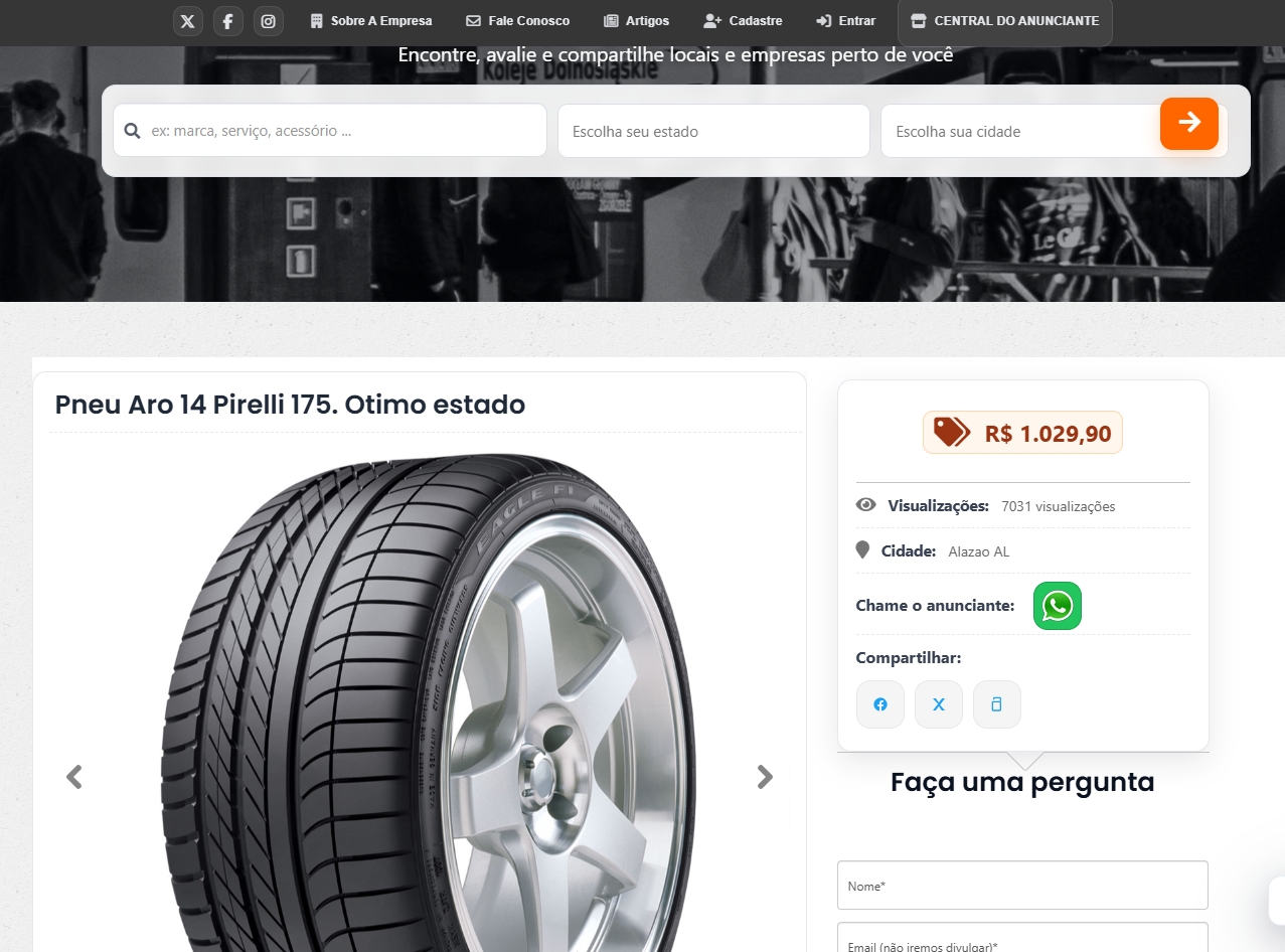 Página de detalhes de um anúncio no sistema GuiaBook