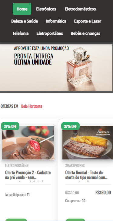 Site de compra coletiva Vegano responsivo para celular