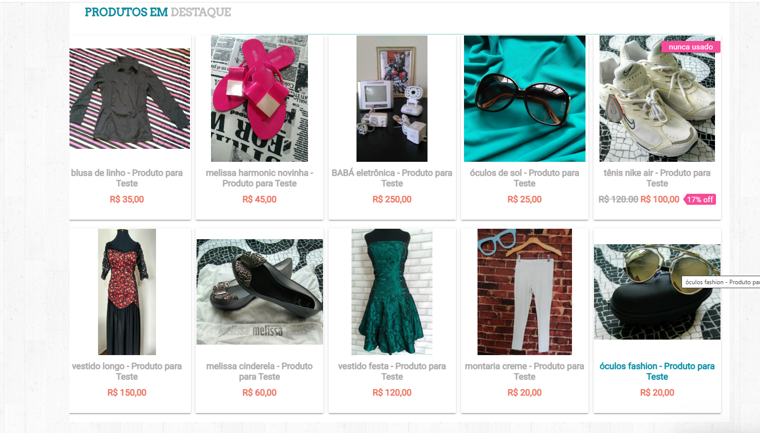 Lista de produtos do marketplace Vipexpress Live