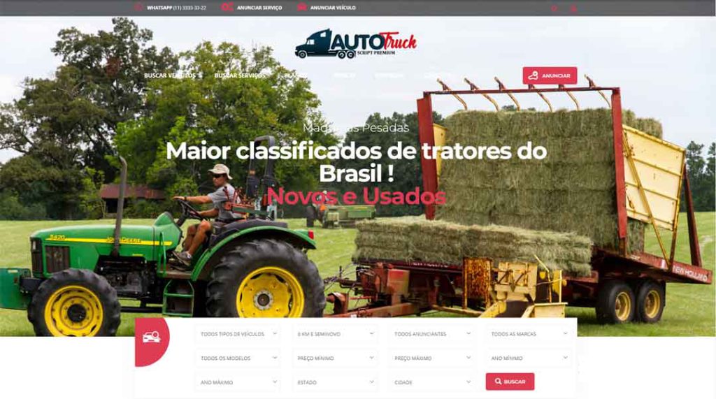 Agora criar um site para compra e venda de tratores e maquinas agricolas nunca foi tão fácil com a plataforma Autotruck Criar um Site Completo para Compra e Venda de Máquinas Agrícolas