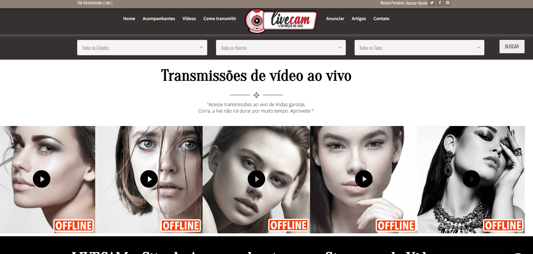 Página de livestream no script LiveCam