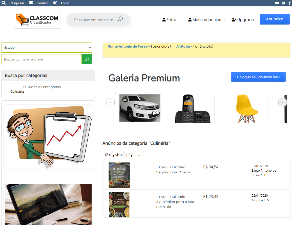 Exemplo de layout para montar site de classificados