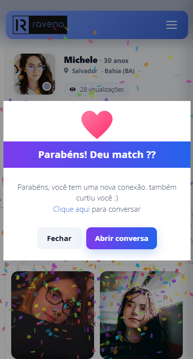 Match entre usuários no sistema Ravena PRO