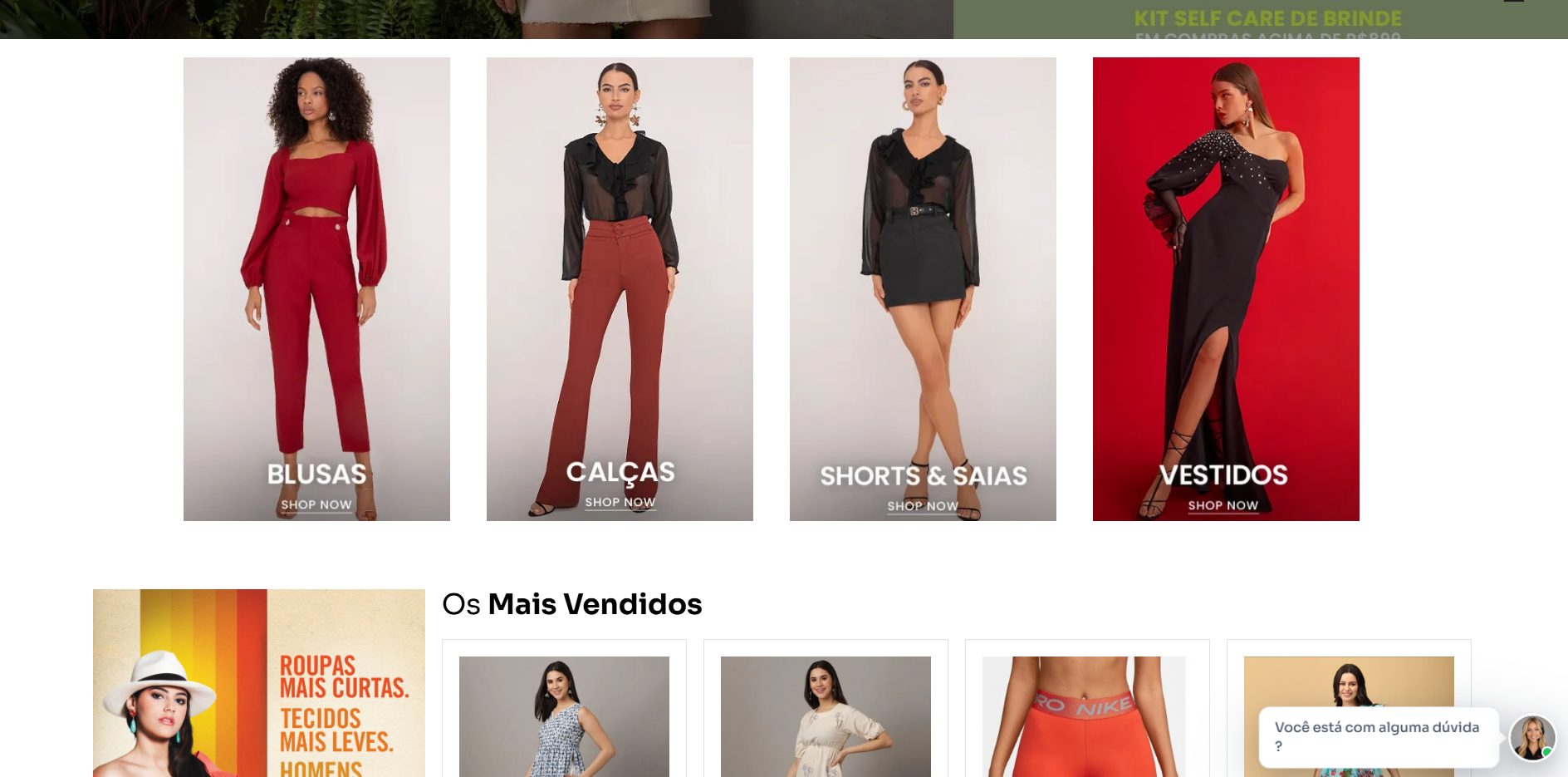 Página inicial da loja virtual Webstore