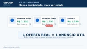 Anúncios duplicados em um site de classificados Anúncios duplicados em um site de classificados
