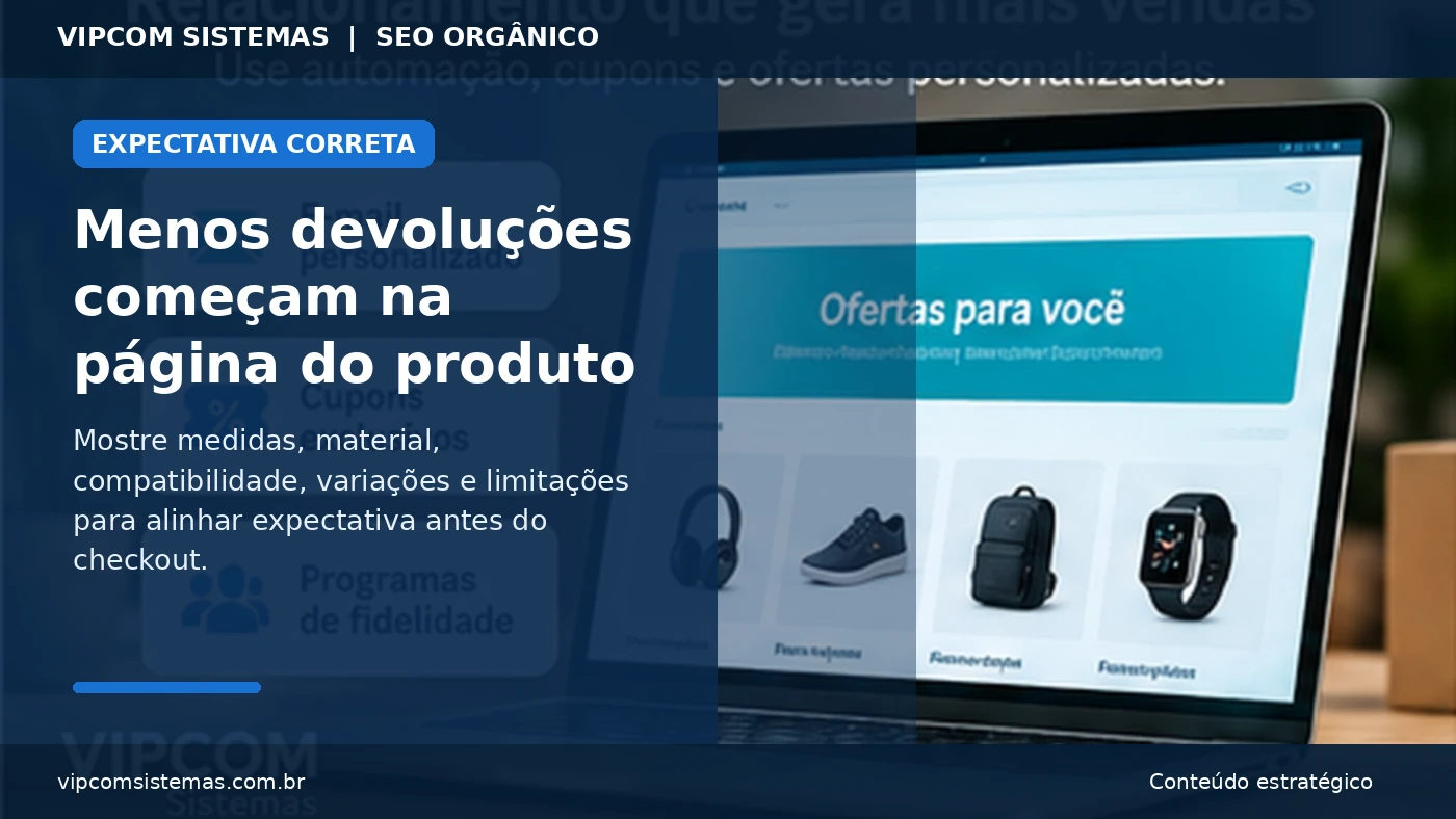 Página de produto com informações claras para reduzir devoluções na loja virtual
