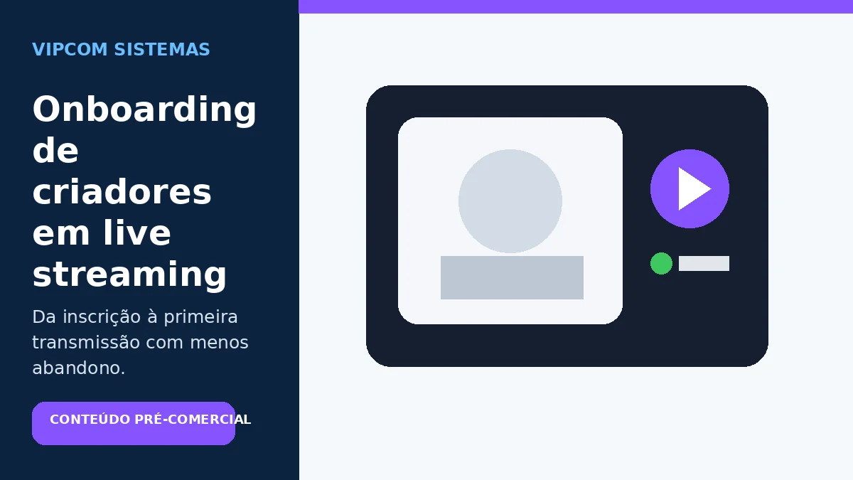 Onboarding de criadores em uma plataforma de live streaming