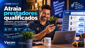 Profissionais entrando em uma plataforma de serviços e orçamentos